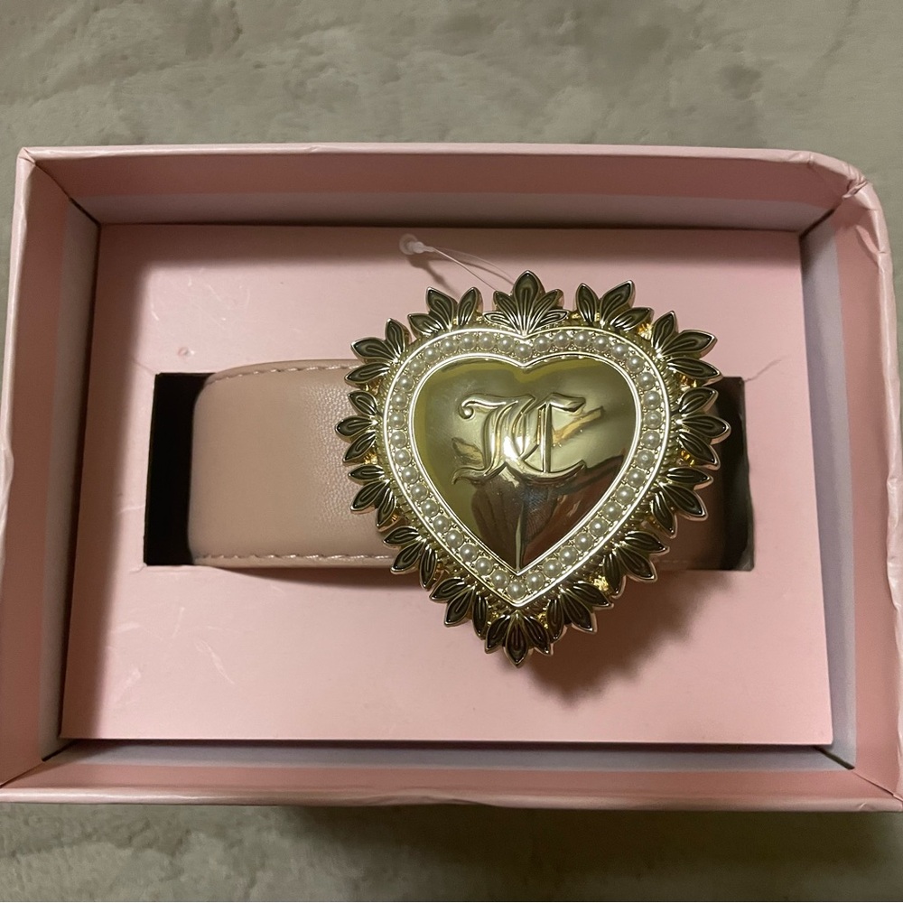 Tan and gold heart belt juicy couture size M/L